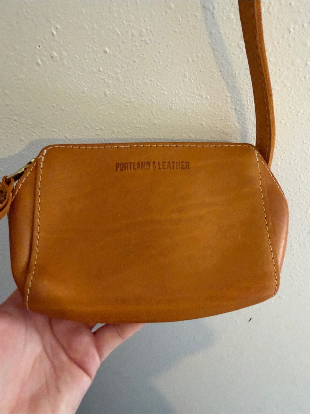 Portland Leather Cognac Crossbody waist Bag - Picture 6 of 12
